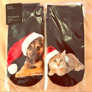 NIB - Free Press - Holiday Cat/Dog Socks